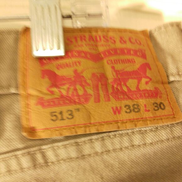 Levi's 513 jeans mens 38x30 beige slim fit straight leg stretch Strauss - Picture 5 of 11